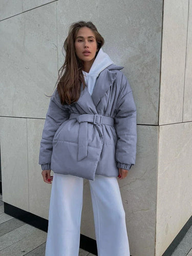 R&B | Elegante Gürtelpufferjacke für Kalte Temperaturen