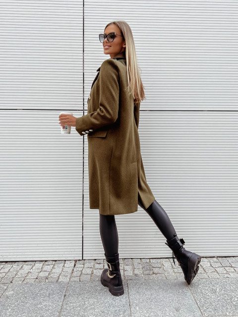 R&B | Damen Wolljacke mit doppelter Knopfreihe und langen Ärmeln