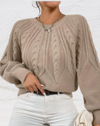 R&B | Eleganter Pullover - Beiger Pfeil-Stil Strickpullover