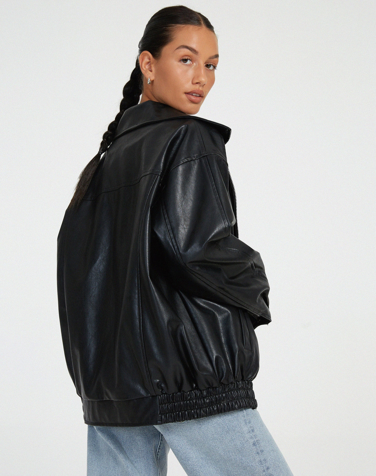 R&B | Übergroße Lederjacke mit Langen Ärmeln für Damen - Herbst