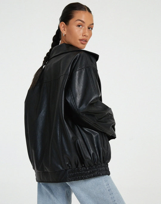 R&B | Übergröße Pu Jacke Trendy Streetwear