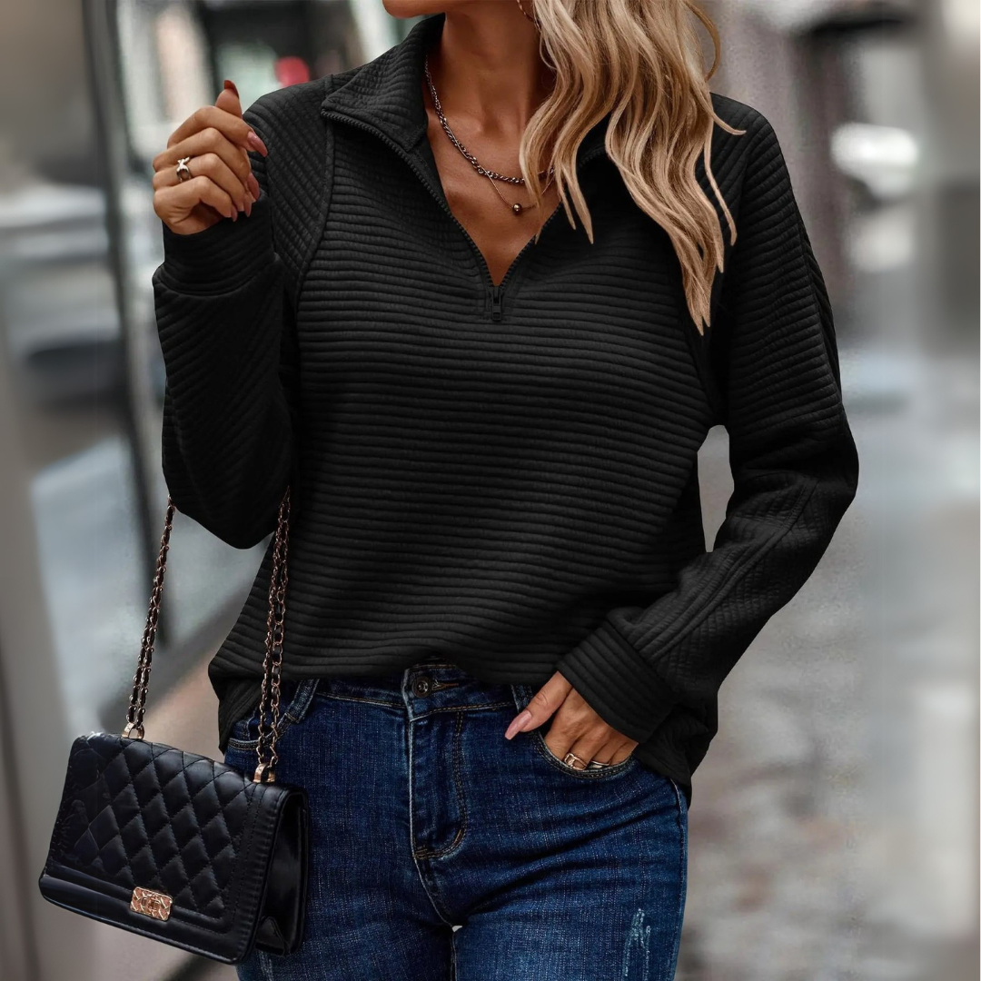 R&B | Chic Reißverschluss-Kragen Pullover