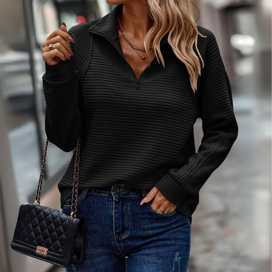 R&B | Chic Reißverschluss-Kragen Pullover