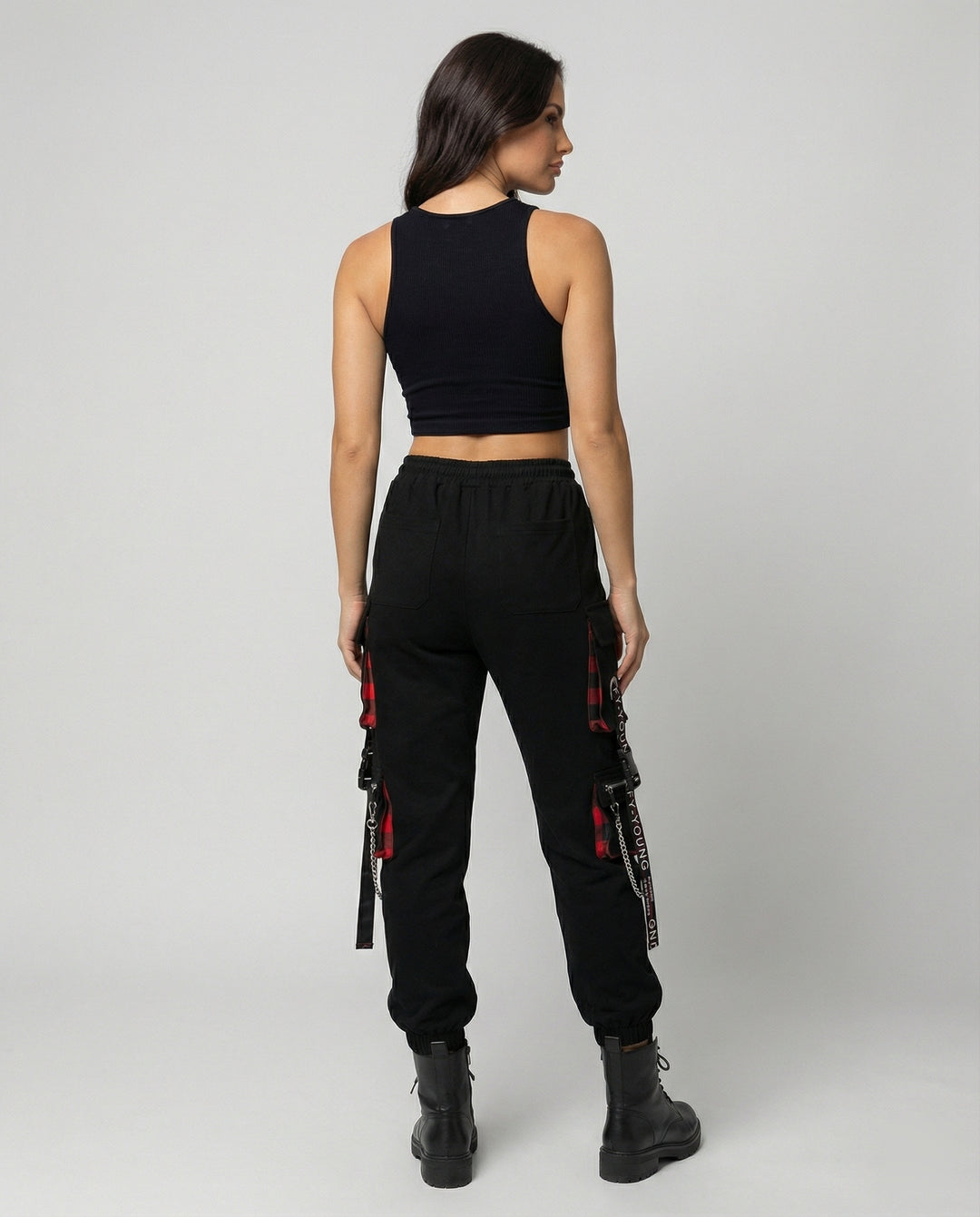 Hohe Taille Cargo-Hose mit Taschen für Damen