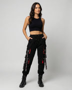 Hohe Taille Cargo-Hose mit Taschen für Damen