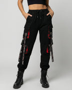 Hohe Taille Cargo-Hose mit Taschen für Damen