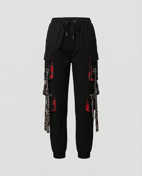 Hohe Taille Cargo-Hose mit Taschen für Damen