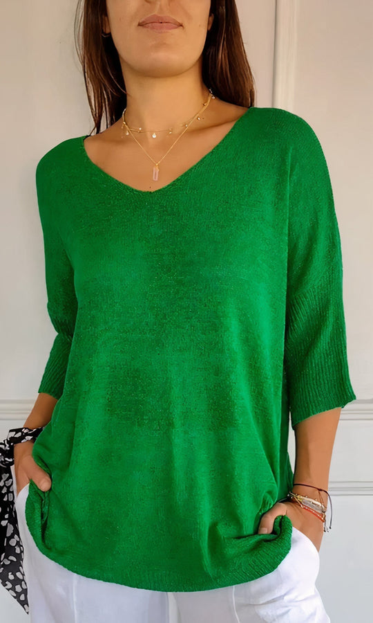 R&B | Casual Gestrickter V-Ausschnitt Top