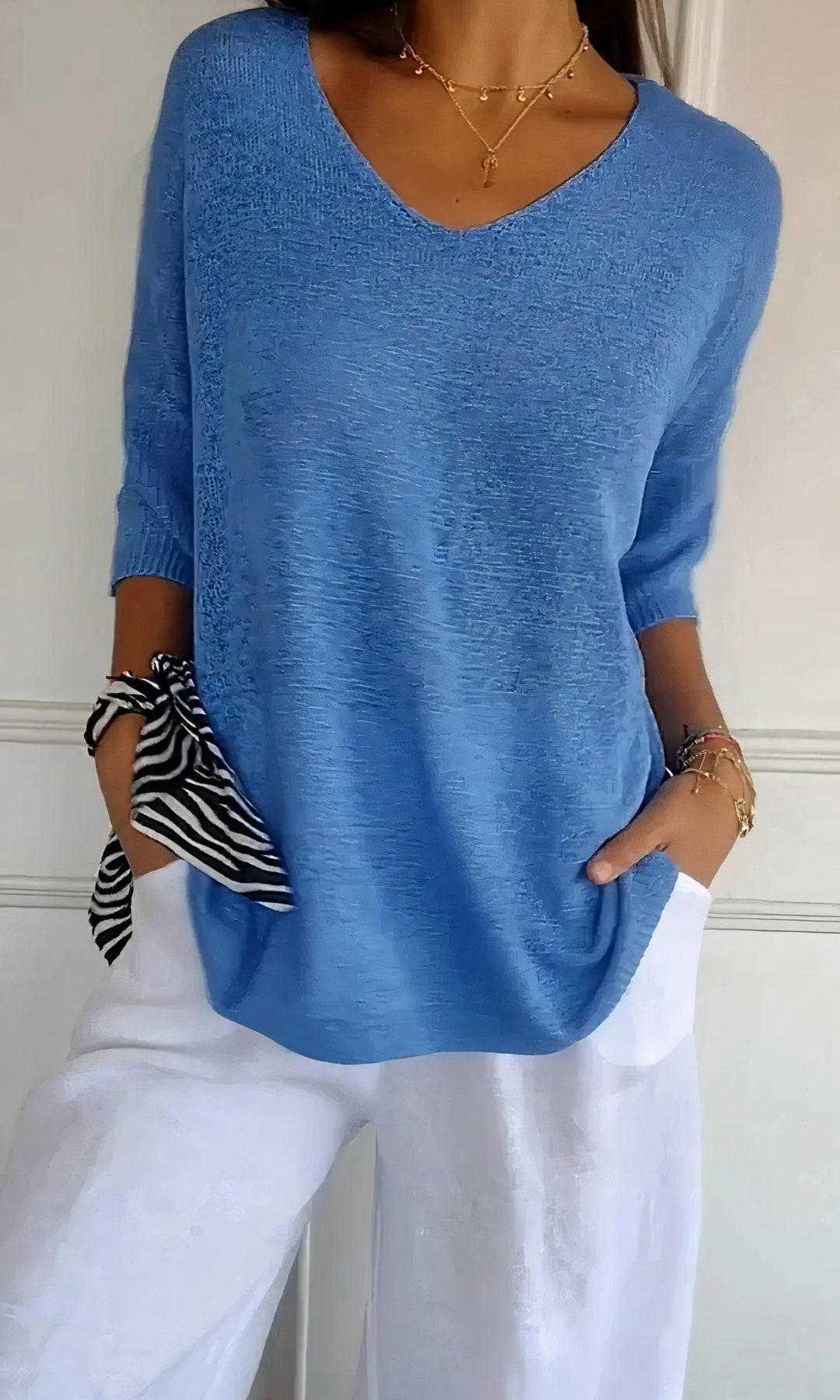 R&B | Casual Gestrickter V-Ausschnitt Top