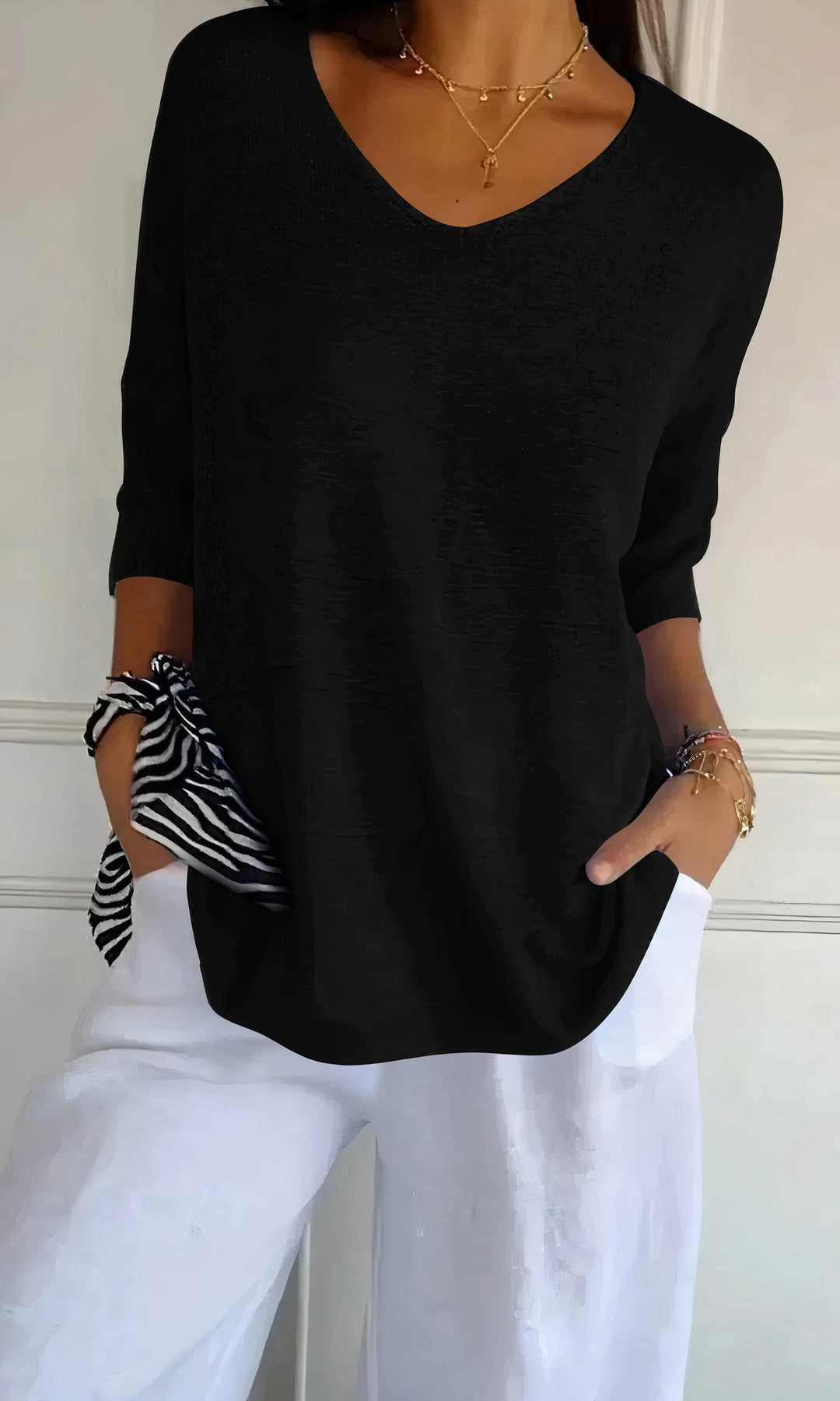 R&B | Casual Gestrickter V-Ausschnitt Top