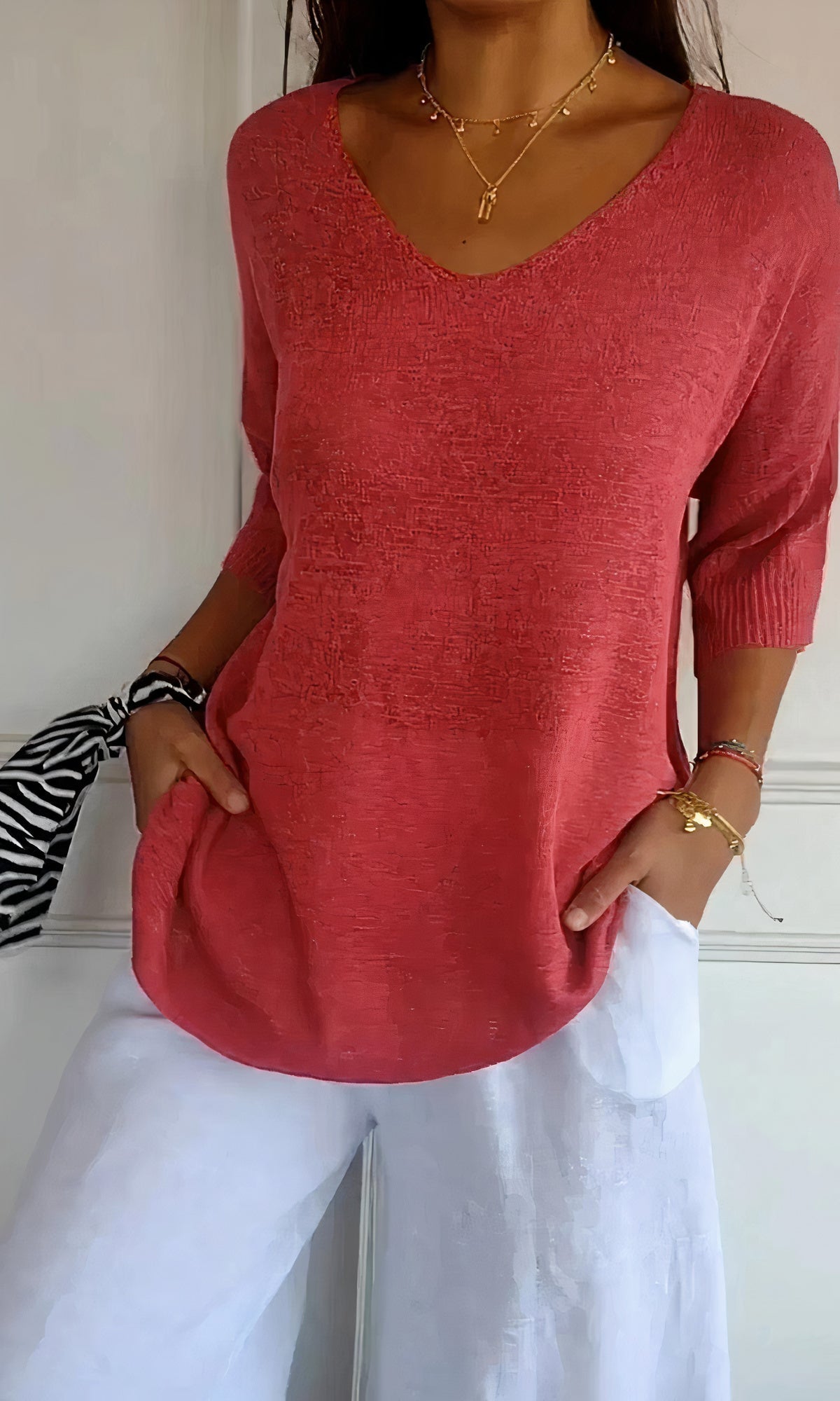 R&B | Casual Gestrickter V-Ausschnitt Top