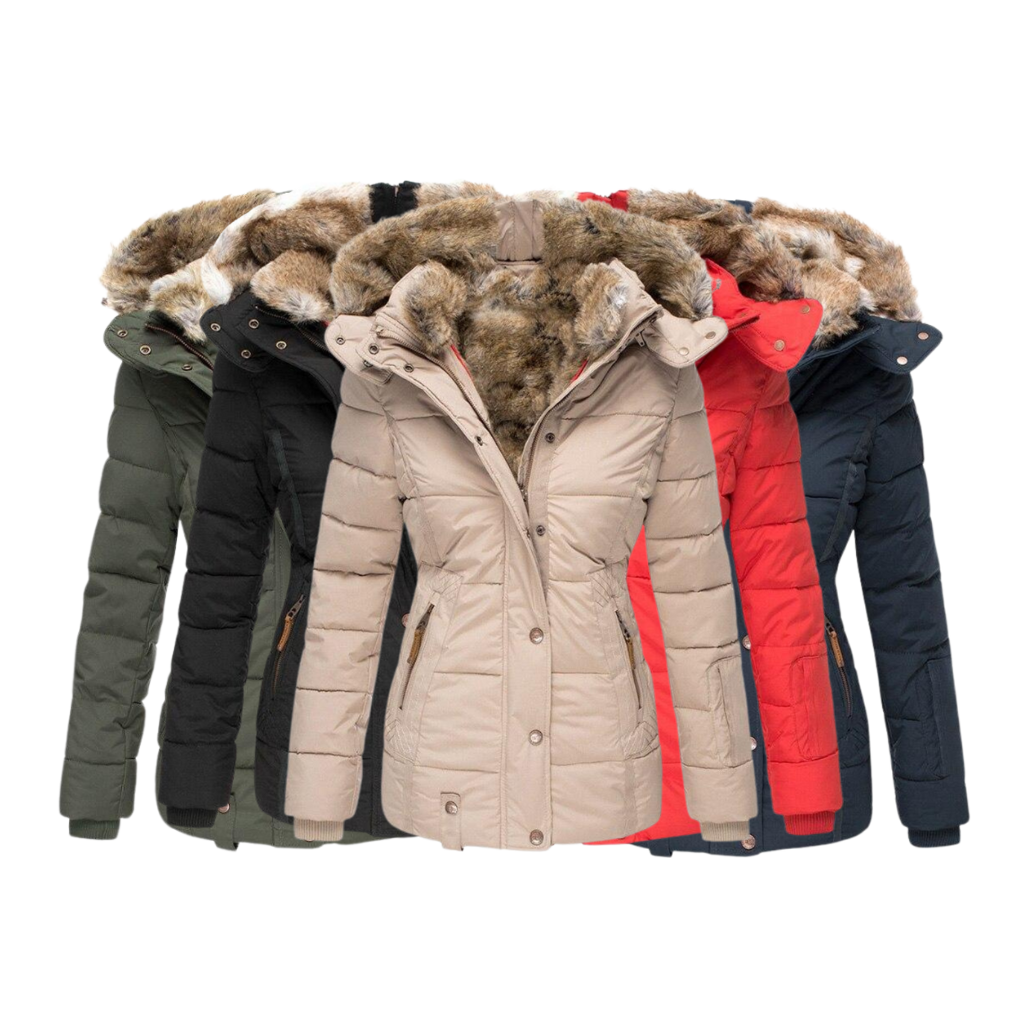 R&B | Gesteppter Wintermantel für Damen mit Fellkragen