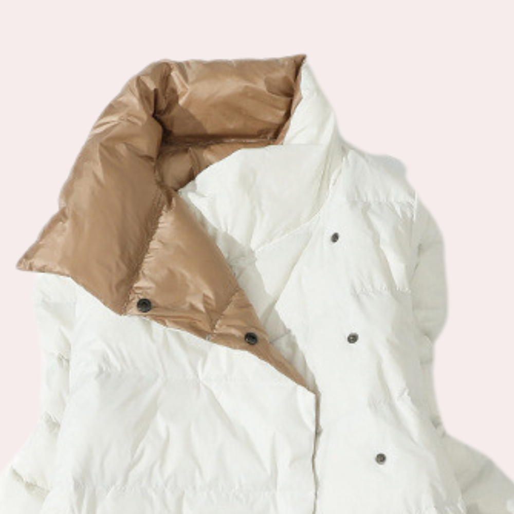 R&B | Damen Lange Winterjacke Aus Daunen mit Hohem Kragen