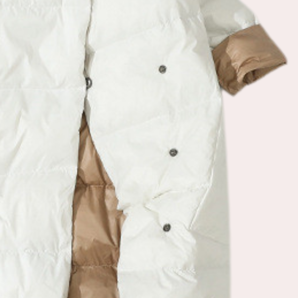 R&B | Damen Lange Winterjacke Aus Daunen mit Hohem Kragen