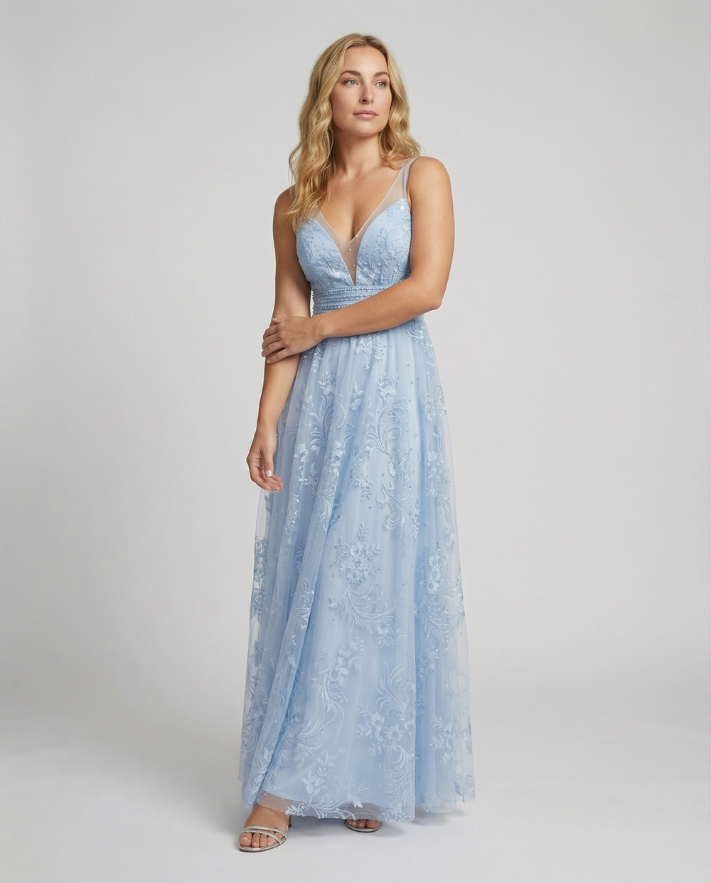 Elegantes Damen Mesh-Kleid mit V-Ausschnitt für Party & Events | R&B