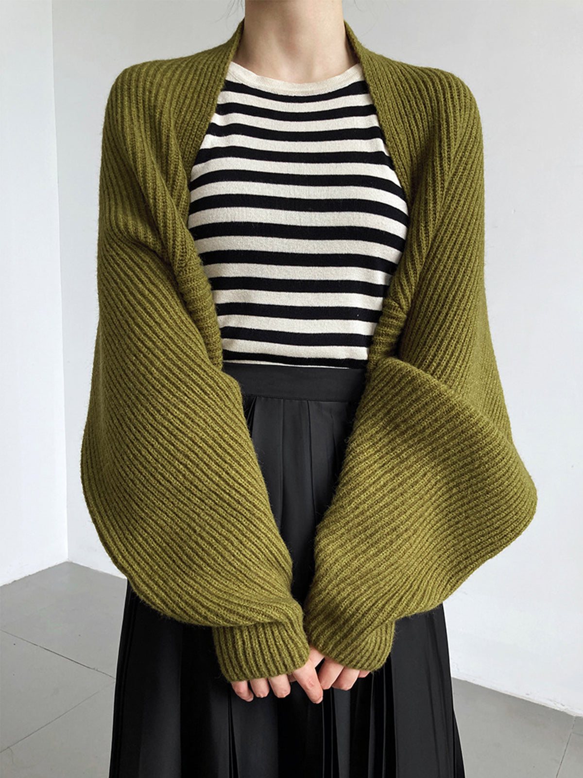 R&B | Damen Strick Offene Cardigan mit Langen Ärmeln