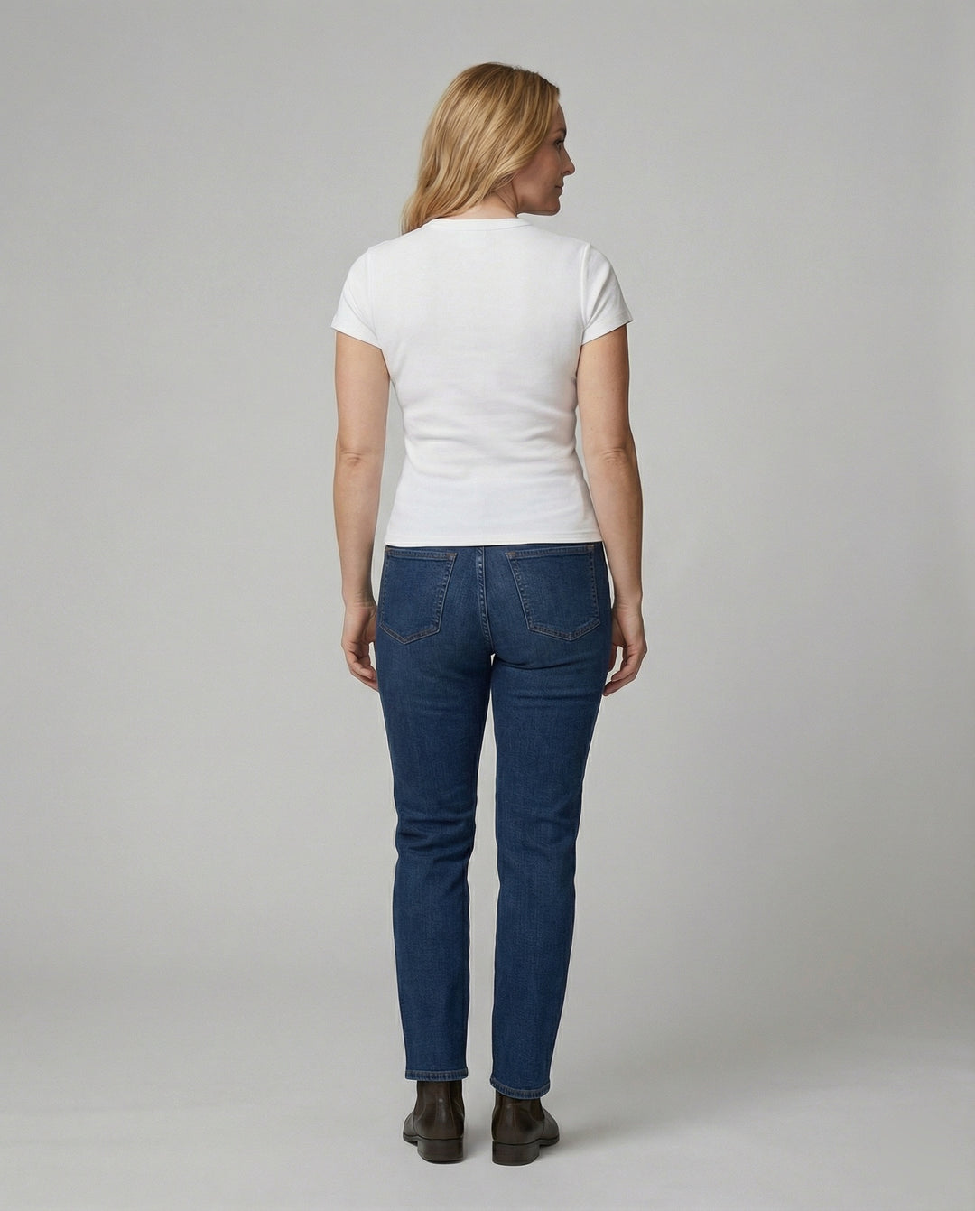 Elastisches Damen Baumwoll T-Shirt Slim Fit Kurzarm Doppelpack Weiß