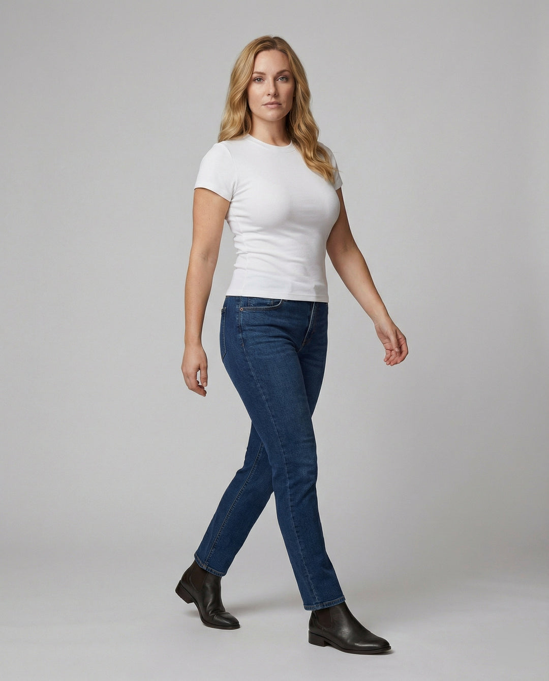 Elastisches Damen Baumwoll T-Shirt Slim Fit Kurzarm Doppelpack Weiß