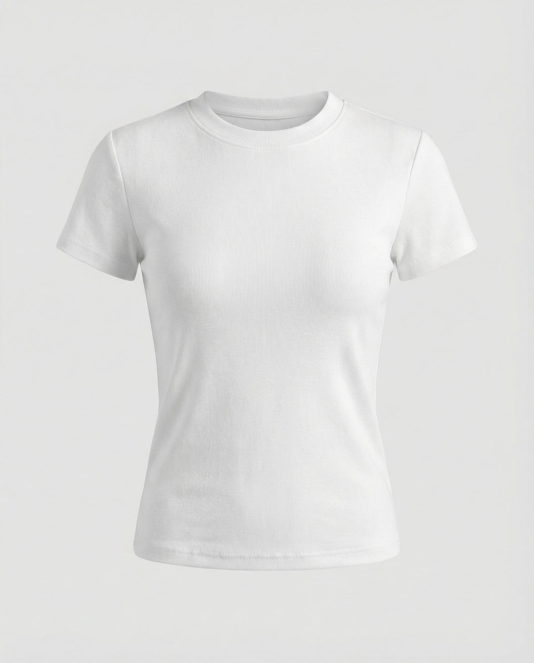 Elastisches Damen Baumwoll T-Shirt Slim Fit Kurzarm Doppelpack Weiß