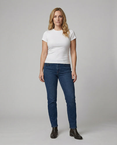 Elastisches Damen Baumwoll T-Shirt Slim Fit Kurzarm Doppelpack Weiß