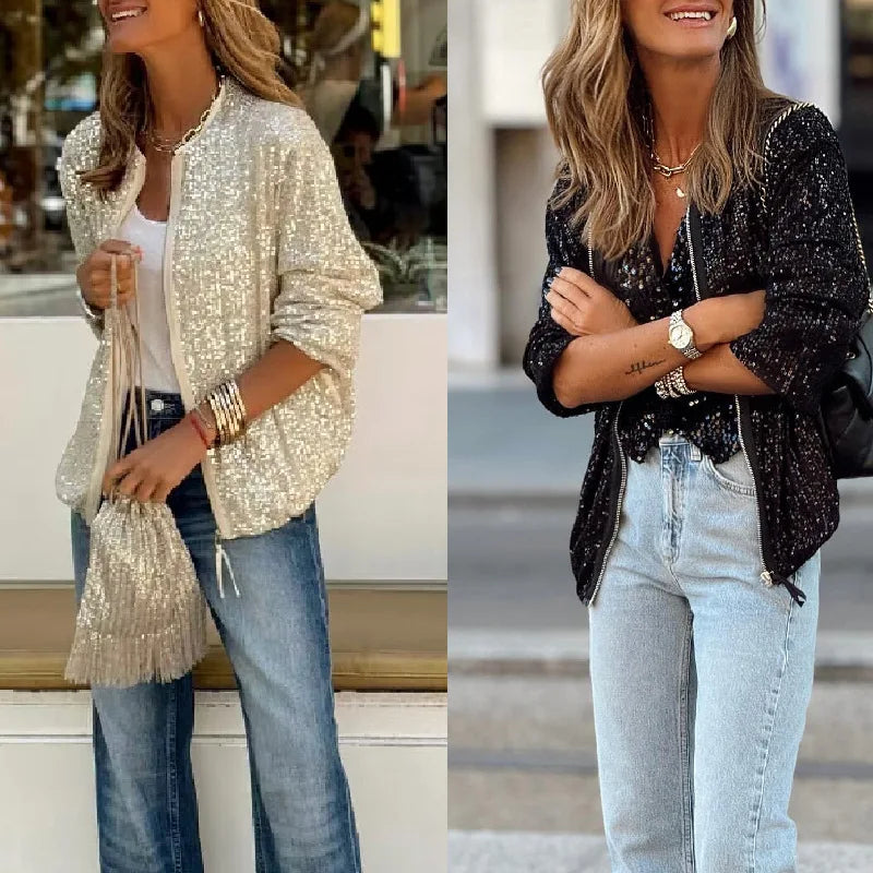 R&B | Trendy Damen Pailletten Blazer für den Frühling & Veranstaltungen