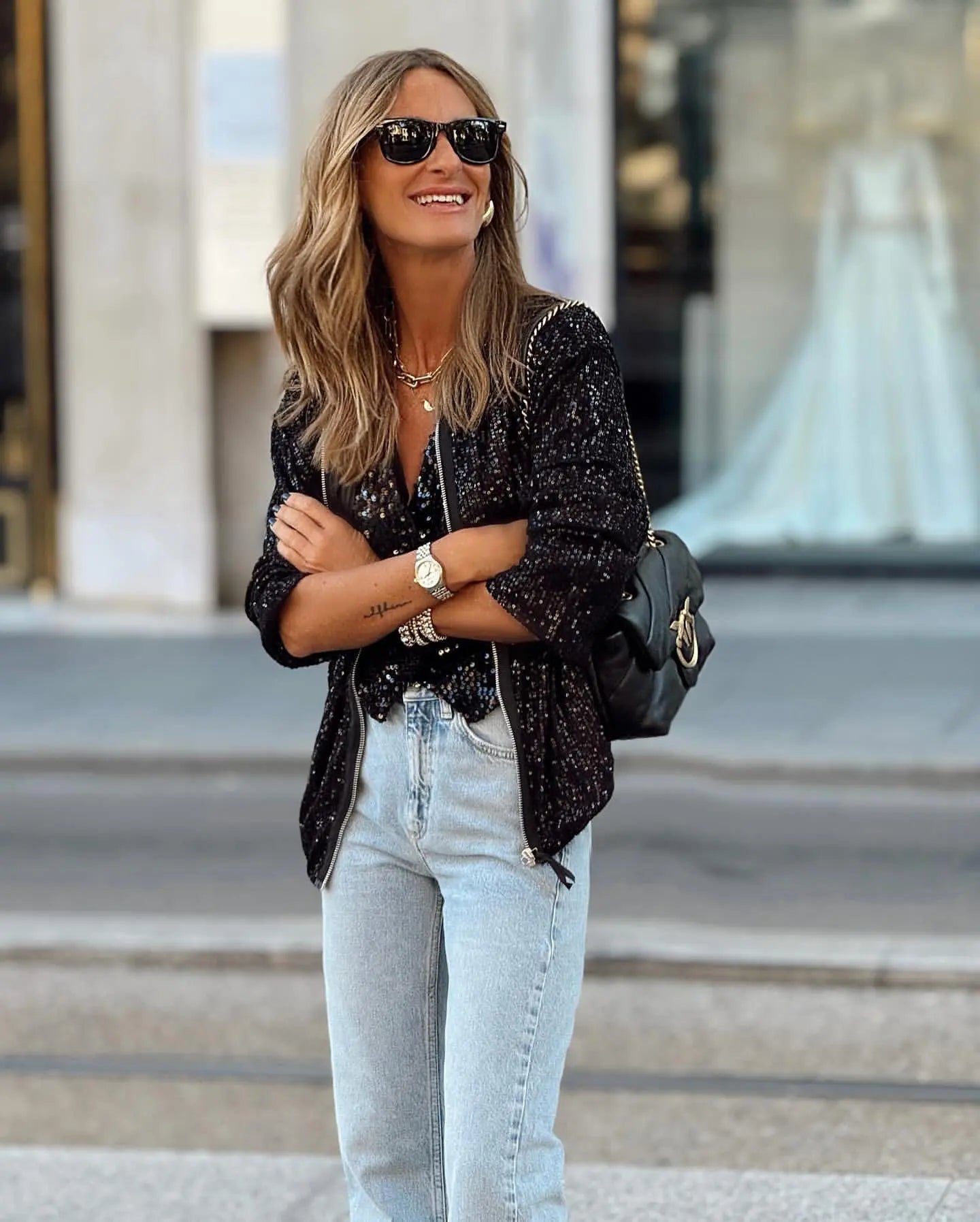 R&B | Trendy Damen Pailletten Blazer für den Frühling & Veranstaltungen