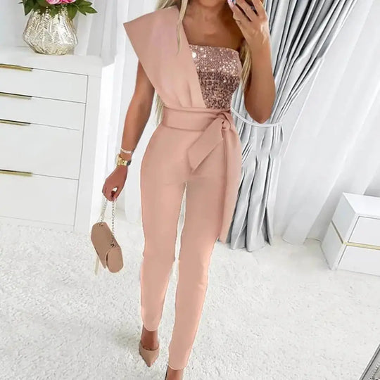 R&B - Jumpsuit mit Patchwork und funkelnden Pailletten