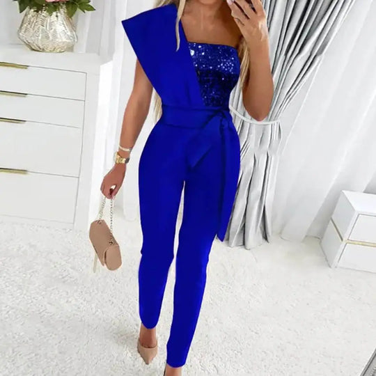 R&B - Jumpsuit mit Patchwork und funkelnden Pailletten