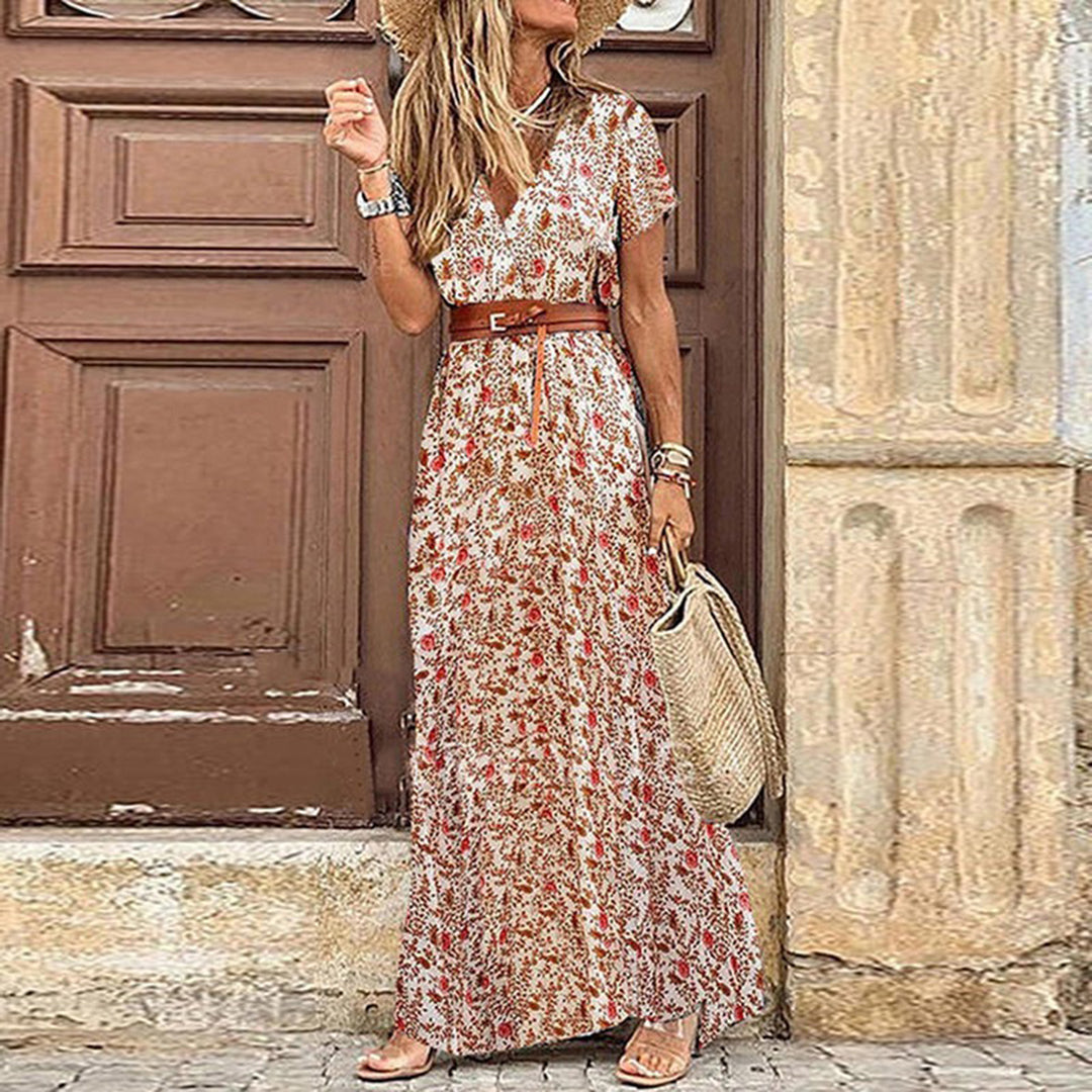 R&B | V-Ausschnitt Boho Maxi Kleid