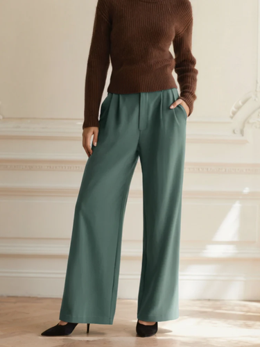 R&B | Damen Stoffhose mit Weitem Bein und Hoher Taille
