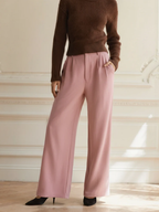 R&B | Damen Stoffhose mit Weitem Bein und Hoher Taille
