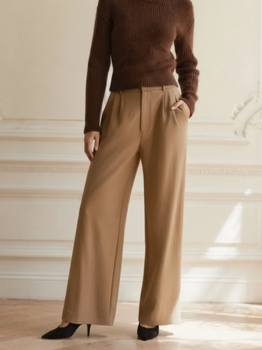 R&B | Damen Stoffhose mit Weitem Bein und Hoher Taille