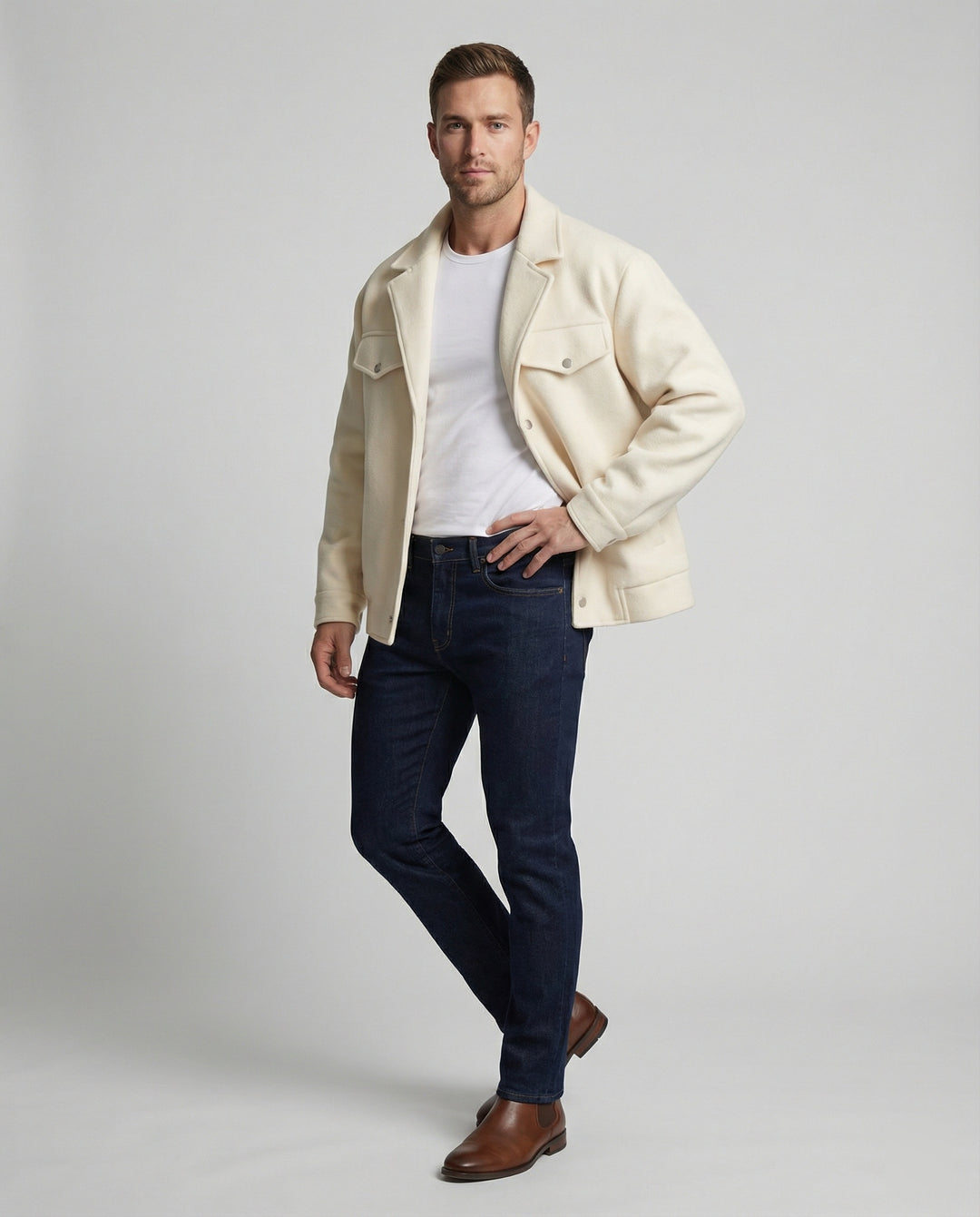 Elegante Herren Winterjacke im britischen Tweed Look Design kurz