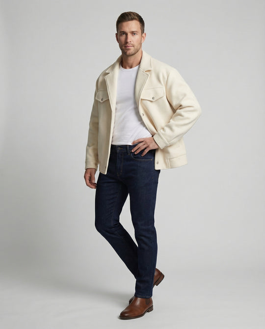 Elegante Herren Winterjacke im britischen Tweed Look Design kurz