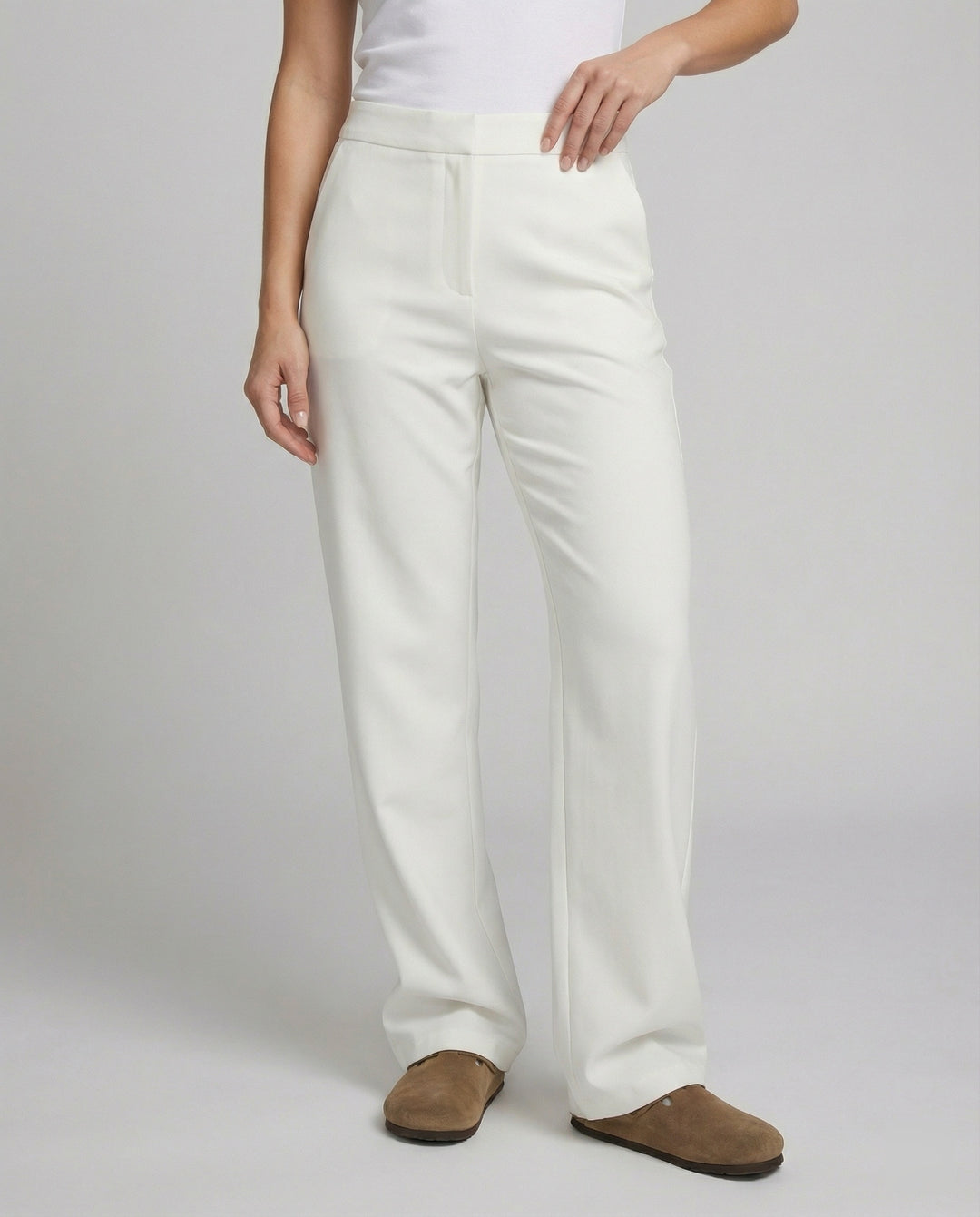 Elegante High-Waist Anzughose mit Weitem Bein in Schwarz Weiß