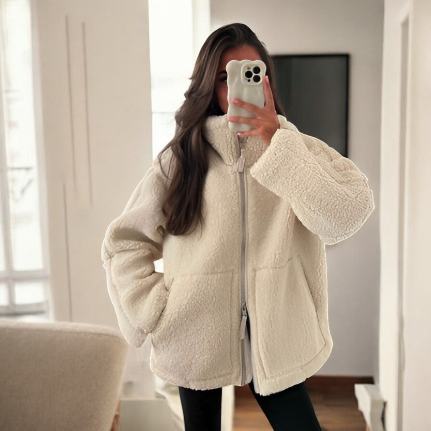 R&B | Oversized Fleecejacke mit Stehkragen