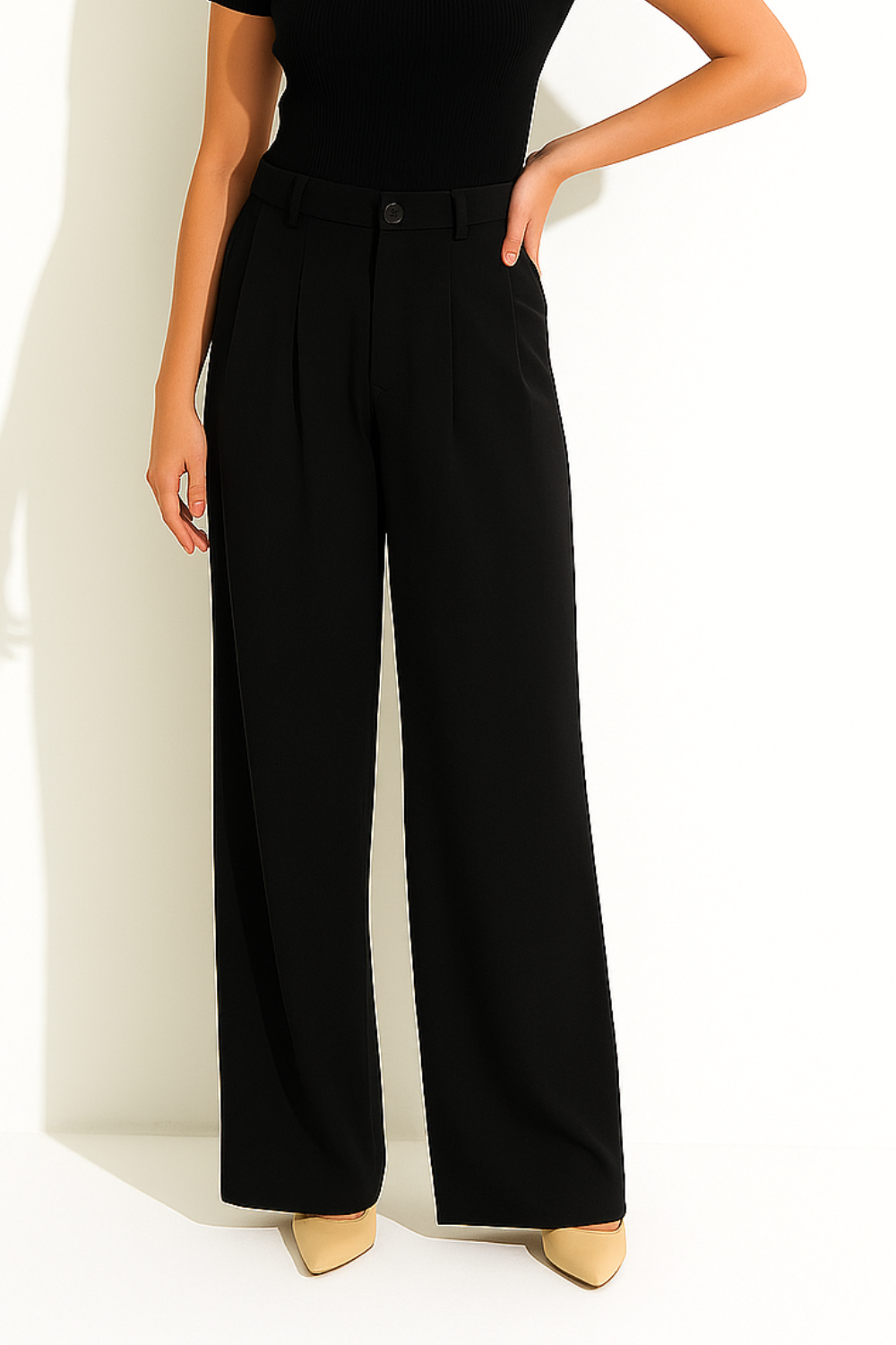 R&B | Stoffhose mit Bundfalten und Weitem Bein