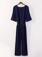 R&B | Jumpsuit Weite Beinform Taillengürtel Dreiviertelärmel Elegante Passform