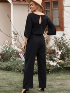 R&B | Jumpsuit Weite Beinform Taillengürtel Dreiviertelärmel Elegante Passform