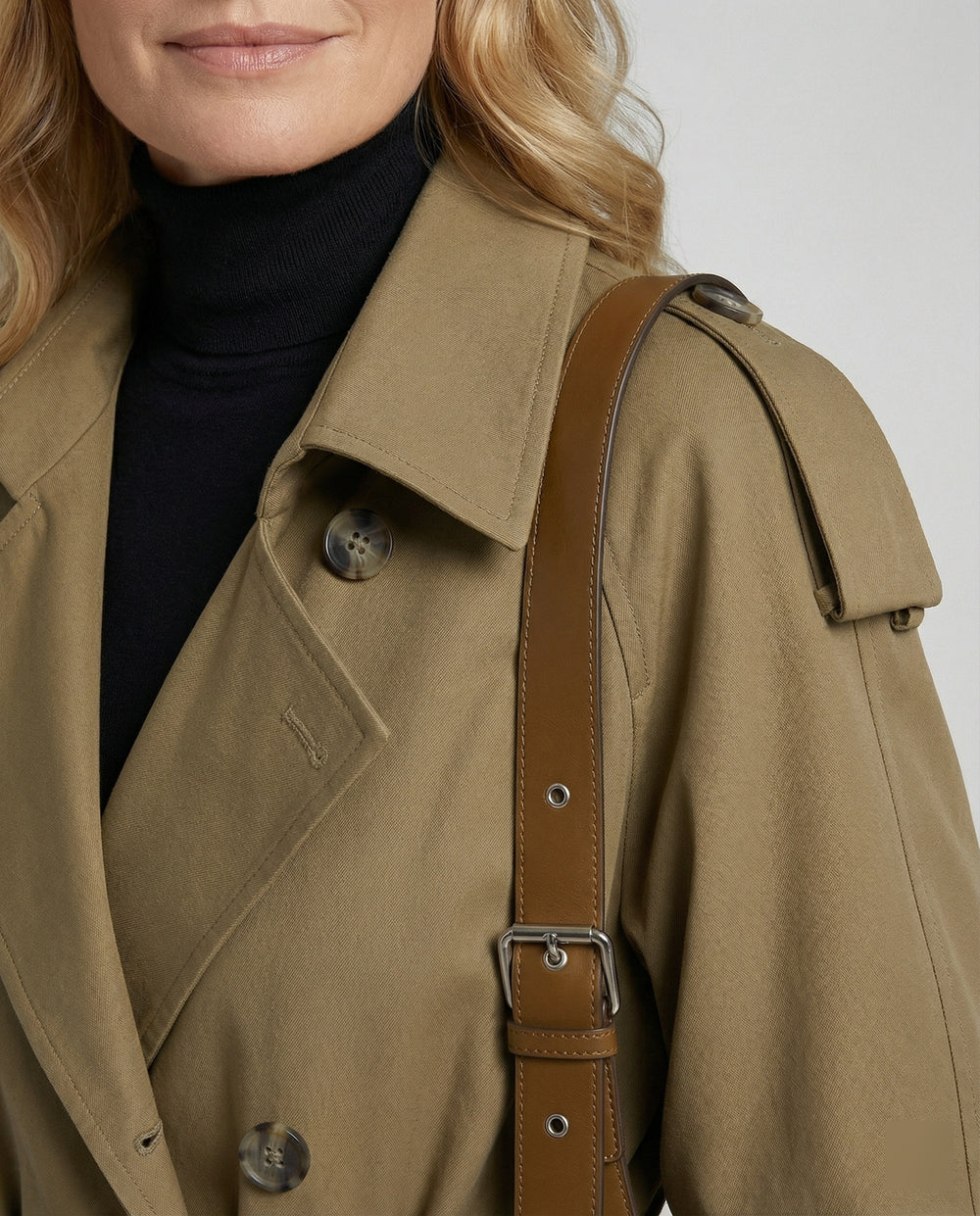 Eleganter Trenchcoat Damen Mittellang Design Mantel Frühling Herbst