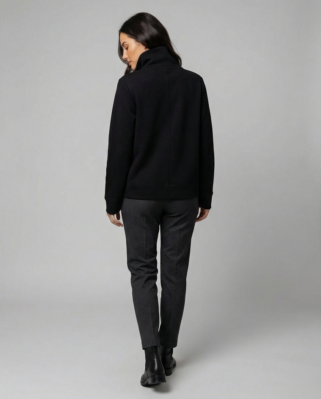 Eleganter Damen Strick Cardigan mit Doppelreißverschluss und hohem Kragen