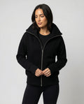 Eleganter Damen Strick Cardigan mit Doppelreißverschluss und hohem Kragen