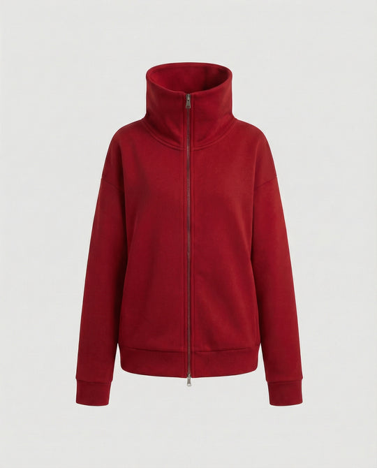 Eleganter Damen Strick Cardigan mit Doppelreißverschluss und hohem Kragen