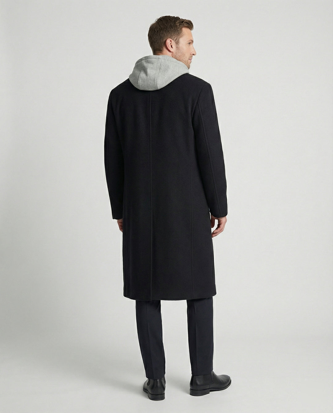 Eleganter Herren Wollmantel Mittellang mit Schulterpolstern Vibe Style Trenchcoat