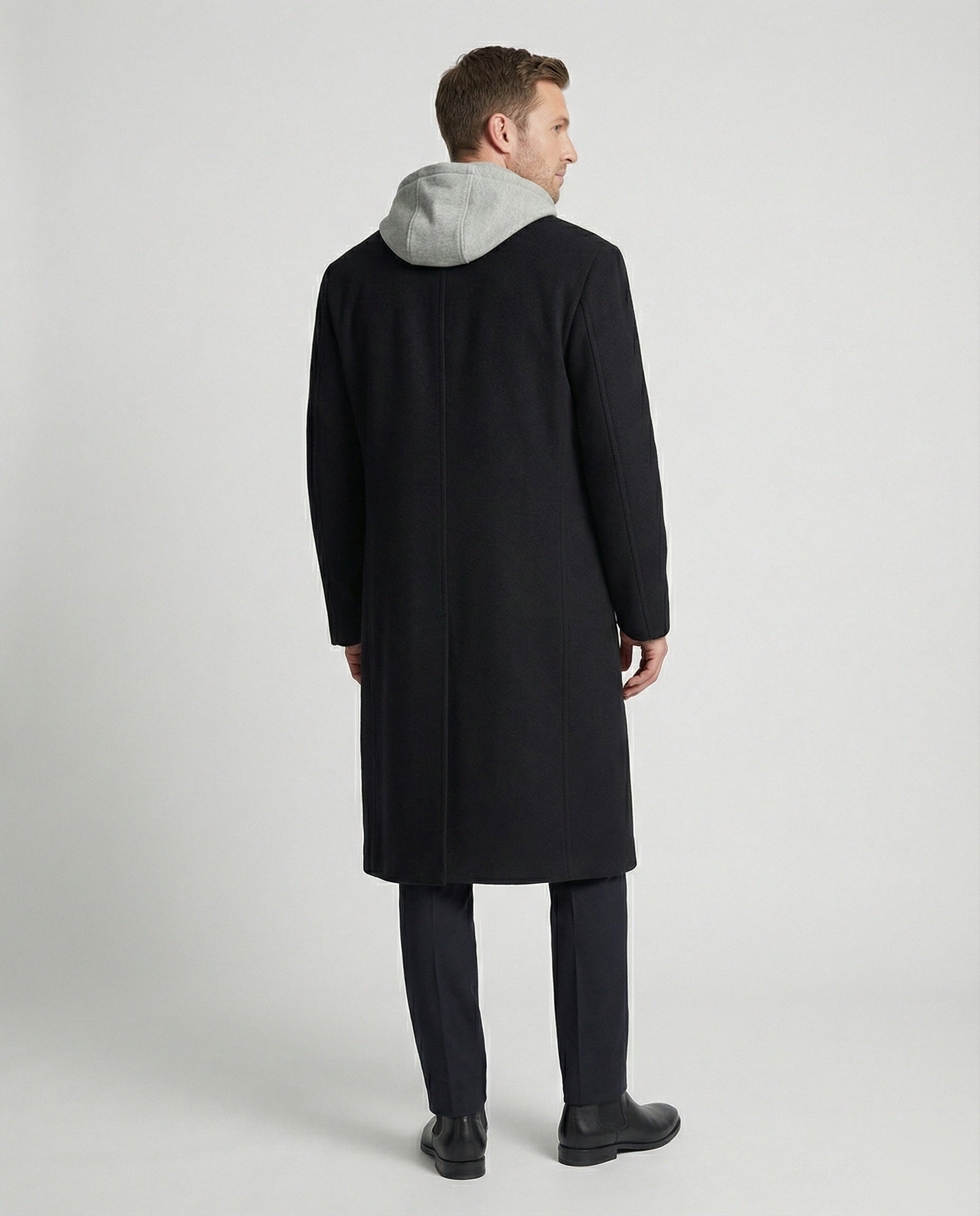Eleganter Herren Wollmantel Mittellang mit Schulterpolstern Vibe Style Trenchcoat