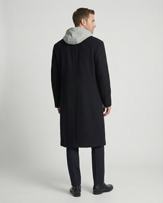 Eleganter Herren Wollmantel Mittellang mit Schulterpolstern Vibe Style Trenchcoat