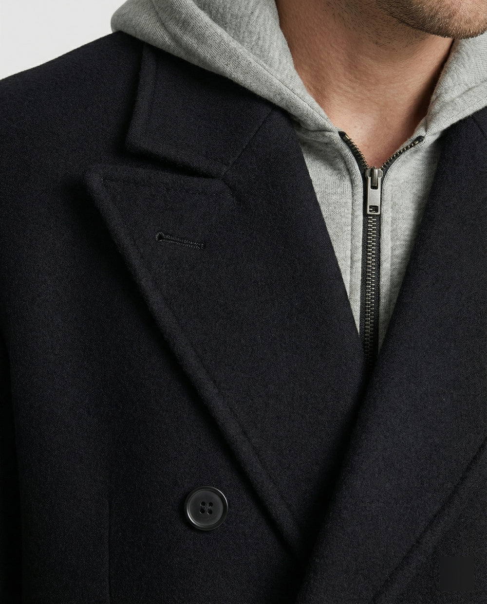 Eleganter Herren Wollmantel Mittellang mit Schulterpolstern Vibe Style Trenchcoat