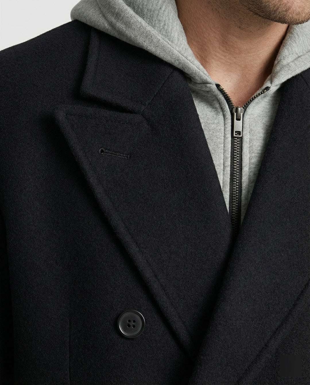 Eleganter Herren Wollmantel Mittellang mit Schulterpolstern Vibe Style Trenchcoat
