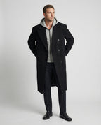 Eleganter Herren Wollmantel Mittellang mit Schulterpolstern Vibe Style Trenchcoat