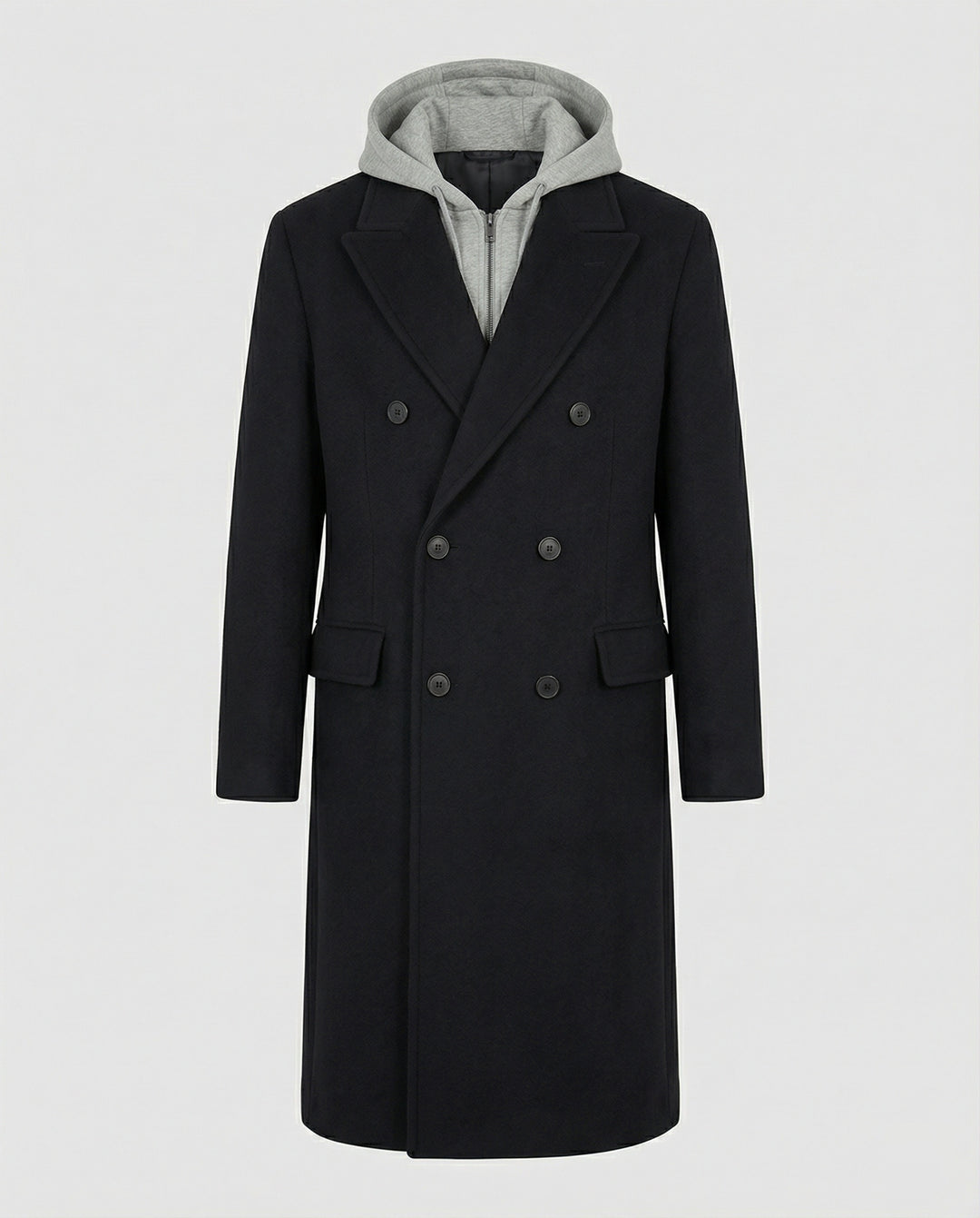 Eleganter Herren Wollmantel Mittellang mit Schulterpolstern Vibe Style Trenchcoat